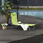 Outsunny Tumbona Plegable y Reclinable de Jardín con Reposacabezas y Respaldo Ajustable en 5 Niveles Tela de Textilene Transpirable 182x56x24,5 cm Verde