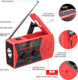 Radio De Emergencia Portátil, Puerto De Carga USB De Manivela Solar Impermeable NOAA Radios Meteorológicas con Am/FM, Alarma, Lámpara De Lectura, Banco De Energía De 2000 MAh