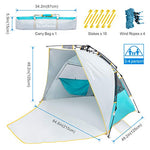 WolfWise Tienda De Playa Bebe 3-4 Personas Carpa de Refugio de Sol Carpa de Sombra para Playa Tienda Campaña con Anti-UV 50 Protección Solar para Al Aire Libre Vacaciones en la Playa