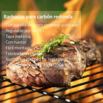 Algon Barbacoa Hierro Grill Grande con Ruedas, Parrilla Zincada Artesanal Rectangular, Carbon Leña, Color Rojo/Negro, 58 x 38 cm