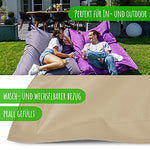 Green Bean © Square XL Puf 120x160 cm - con Relleno de 270L - S-XXL Interior y Exterior - Funda Lavable - Beanbag, Puff, Bolsa de Frijoles para niños y Adultos - cojín de Suelo - Beige