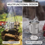 Taza Titanio con Asa Plegable para Picnic Camping Senderismo, trekking