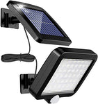 Kit Placa Solar y Lámpara Led Para Exterior, MPJ Lámpara Solar 56 Led Para Exteriores Con Detector De Movimiento, Resistente Al Agua Ip65, Ángulo De Iluminación De 120°, Lámpara Solar De Pared Para Con Cable De 16ft