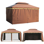 Outsunny Gazebo Pabellón Exterior Jardín 2.9x3.9x2.8m Carpa Cenador de Lujo Marco de Aluminio con Pared Lateral y Mosquitero para Fiesta Eventos