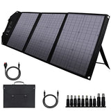 Placa Solar powkey 60W 18V Portátil con USB C, Doble USB QC3.0, Salida de DC, Panel Solar Monocristalino Impermeable y Plegable, para la Mayoría de Generador Solares, Camping, Móvil y Portátiles