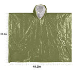 4 ponchos de emergencia de 99,8 x 125,0 cm, manta térmica de Mylar espacial, ponchos de lluvia, equipo de supervivencia y equipo para actividades al aire libre, camping, senderismo (4 unidades verdes)