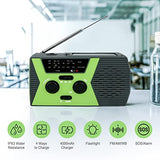 Radio de Emergencia, Radio Portatil Radio FM Solar Radio Recargable Manivela Radio, 4000mAh Power Bank Dinamo LED Linterna SOS Alarma para Viajes, Camping, al Aire Libre