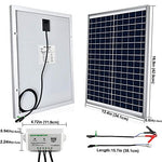 Kit Solar 25W 12V: 1 Panel Solar 25W + 2 Cables de Extensión SAE + Controlador 10A con Conectores SAE para Cargar 12V Caravana