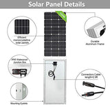 Placa Solar de 100W, alta eficiencia de autocaravana de 12 V