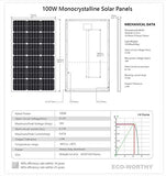 Placa Solar de 100W, alta eficiencia de autocaravana de 12 V