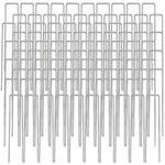 AMANKA - Set de 100 Estacas en Forma de U (Acero galvanizado) 150x30mm Metal Ø3,2mm