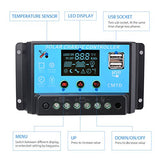 Controlador de carga Inteligente de Panel Solar,20A 12V-24V ,Puerto USB, pantalla LCD protección de sobrecarga