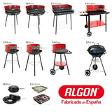 Algon Barbacoa Hierro Grill Grande con Ruedas, Parrilla Zincada Artesanal Rectangular, Carbon Leña, Color Rojo/Negro, 58 x 38 cm