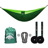 Hamaca exterior Outdoor Freakz, hasta 300 kg, 300 x 200 cm + mosquetón y cinturón para grandes pesos, ideal para senderismo, camping y supervivencia, verde, 300 x 200 cm