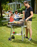 Gardebruk Barbacoa de Carbón Móvil con Ruedas 2 Estantes Pincho para Jardín Exterior BBQ Camping Balcón