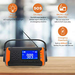 Radio de Emergencia Manivela FM AM, Generacion Solar Portátil Multifunción Al Aire Libre Novedad Radio con Pantalla LCD + 4000mAh como Power Bank / Linterna LED / Reproducción de música AUX