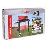 Algon Barbacoa Hierro Grill Grande con Ruedas, Parrilla Zincada Artesanal Rectangular, Carbon Leña, Color Rojo/Negro, 58 x 38 cm