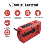 Radio De Emergencia Portátil, Puerto De Carga USB De Manivela Solar Impermeable NOAA Radios Meteorológicas con Am/FM, Alarma, Lámpara De Lectura, Banco De Energía De 2000 MAh