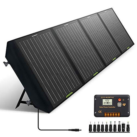 Placa Solar Plegable de 120W para Estación de Energía Portátil y batería de RV, salida de CC para generador solar, con controlador de 20 A para SLA/Batería de litio de ciclo profundo