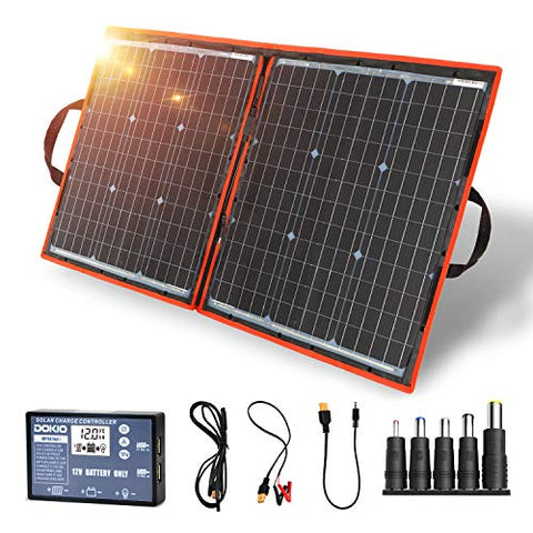 Kit de Placa Solar de 80W monocristalino portátil plegable para carga de batería de 12 V con controlador de salida USB, impermeable para camping, caravana, barco