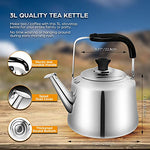 Odoland Kit de Hervidor de Agua y Tazas con 3 litros Hervidor de Té o Café y 4 x Tazas de 260 ml, Hervidor de Camping Senderismo Picnic en Acero Inoxidable Ligero y Resistente