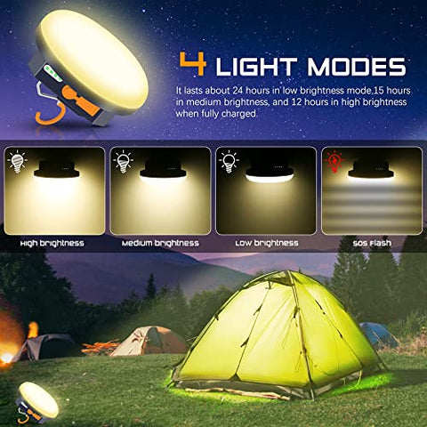 Camping Recargable, Linterna Camping Regulable Portatil, Luz Nocturna con 6  Modos de Luz para Camping
