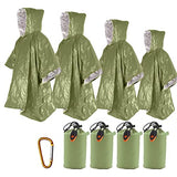 4 ponchos de emergencia de 99,8 x 125,0 cm, manta térmica de Mylar espacial, ponchos de lluvia, equipo de supervivencia y equipo para actividades al aire libre, camping, senderismo (4 unidades verdes)