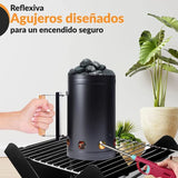 Genérico Encendedor de Carbones Barbacoa, Chimenea para carbones Negra, Cilindro para encender de carbones, Chimenea encendedora