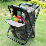 Zology Silla Plegable Acampa Taburete Mochila con Refrigerador Bolsa de Picnic, Camuflaje Portátil Senderismo Bolsa de la Tabla de Asiento para Pesca de Interior Aire Libre Recorrido Playa Barbacoa