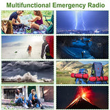 Radio de Emergencia, Radio Portatil Radio FM Solar Radio Recargable Manivela Radio, 4000mAh Power Bank Dinamo LED Linterna SOS Alarma para Viajes, Camping, al Aire Libre