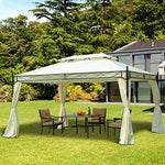 Outsunny Carpa 3x4m Pabellon Cenador de Jardin Blanca con Cortinas