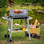 Gardebruk Barbacoa de Carbón Móvil con Ruedas 2 Estantes Pincho para Jardín Exterior BBQ Camping Balcón