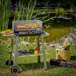 Gardebruk Barbacoa de Carbón Móvil con Ruedas 2 Estantes Pincho para Jardín Exterior BBQ Camping Balcón