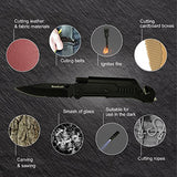 BearCraft Cuchillo Plegable eBook Gratis ** | Navaja de Bolsillo para la Supervivencia al Aire Libre con Borde dentado | Cuchillo de Rescate con Linterna LED y pedernal